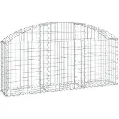 vidaXL Gabione mit Hochbogen 150x30x60/80 cm Verzinktes Eisen