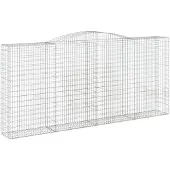 vidaXL Gabione mit Hochbogen 400x50x180/200 cm Verzinktes Eisen