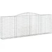 vidaXL Gabione mit Hochbogen 400x30x140/160 cm Verzinktes Eisen