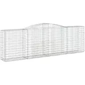 vidaXL Gabione mit Hochbogen 400x50x120/140 cm Verzinktes Eisen