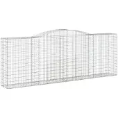 vidaXL Gabione mit Hochbogen 400x50x140/160 cm Verzinktes Eisen