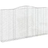 vidaXL Gabione mit Hochbogen 400x30x220/240 cm Verzinktes Eisen