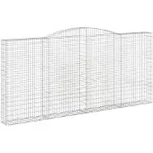vidaXL Gabione mit Hochbogen 400x30x180/200 cm Verzinktes Eisen