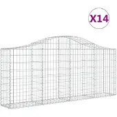 vidaXL Gabionen mit Hochbogen 14 Stk. 200x30x80/100cm Verzinktes Eisen
