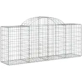 vidaXL Gabione mit Hochbogen 200x50x80/100 cm Verzinktes Eisen