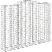 vidaXL Gabione mit Hochbogen 300x50x220/240 cm Verzinktes Eisen