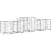 vidaXL Gabione mit Hochbogen 300x50x60/80 cm Verzinktes Eisen
