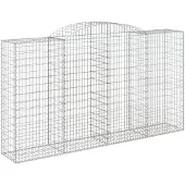 vidaXL Gabione mit Hochbogen 300x50x160/180 cm Verzinktes Eisen