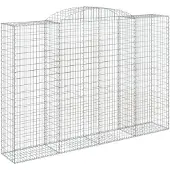vidaXL Gabione mit Hochbogen 300x50x200/220 cm Verzinktes Eisen