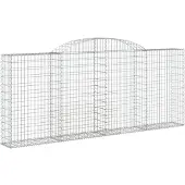 vidaXL Gabione mit Hochbogen 300x30x120/140 cm Verzinktes Eisen