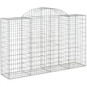vidaXL Gabione mit Hochbogen 200x50x120/140 cm Verzinktes Eisen