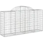 vidaXL Gabione mit Hochbogen 200x50x100/120 cm Verzinktes Eisen