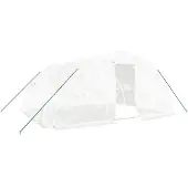 vidaXL Gewächshaus mit Stahlrahmen Weiß 20 m² 5x4x2,3 m
