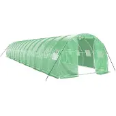 vidaXL Gewächshaus mit Stahlrahmen Grün 42 m² 14x3x2 m