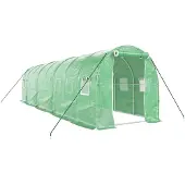 vidaXL Gewächshaus mit Stahlrahmen Grün 16 m² 8x2x2 m
