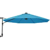 vidaXL Wand-Sonnenschirm mit LEDs Meerblau 290 cm