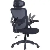 ByLiving Bürostuhl FLEX / Kunststoff schwarz, Netzstoff schwarz / einstellbare Kopfstütze / Wippmechanik / Lordoseneinstellung / B 62, H 111-119, T 66 cm