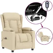 vidaXL Relaxsessel Elektrisch Creme Stoff