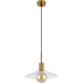 Globo Lighting Hängeleuchte Metall messingfarben, matt, Glas klar, Kabel PVC Schwarz, ø: 280mm, H: 1200mm, exkl. 1x E27 60W 230V