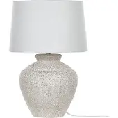 Beliani Tischlampe mit Keramikfuß Hellbeige 60 cm Steinoptik Langes Kabel mit Schalter Lampenschirm aus Baumwolle und Jute Wohnzimmer Schlafzimmer