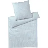 Elegante Mako-Satin Bettwäsche Hamburger Streifen 200x200 cm + 2x 80x80 cm blau