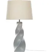 Beliani Tischlampe Keramikfuß Grau 71 cm geometrisches Motiv Kabel mit Schalter Lampenschirm aus Jute und Baumwolle Cremeweiß Wohnzimmer Schlafzimmer