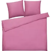 Beliani Bettwäsche Set Rosa einfarbig Baumwolle 3-teilig Komfortgröße für Doppelbett 220x240 cm 2 Kopfkissenbezüge und Deckenbezug mit Knopfverschluss