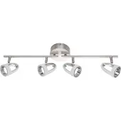 Globo Lighting LED Strahler Metall Nickel matt, verchromt, Kunststoff satiniert, beweglich, LxBxH: 630x100x170mm, inkl. 4x LED 5W 230V, 400lm Source, 310lm Output, 3000K