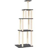 vidaXL Kratzbaum mit Sisal-Kratzsäulen Dunkelgrau 183 cm