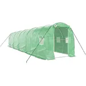 vidaXL Gewächshaus mit Stahlrahmen Grün 20 m² 10x2x2 m