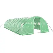 vidaXL Gewächshaus mit Stahlrahmen Grün 40 m² 10x4x2 m