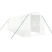 vidaXL Gewächshaus mit Stahlrahmen Weiß 12 m² 6x2x2 m