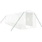 vidaXL Gewächshaus mit Stahlrahmen Weiß 16 m² 8x2x2 m