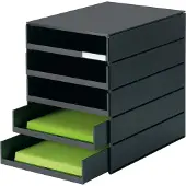 Styro Schubladenbox Styroval Pro, 5 Schubladen, offen, DIN C4, Polystyrol, öko-schwarz