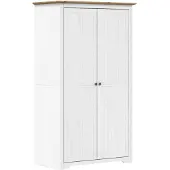 vidaXL Kleiderschrank BODO Weiß und Braun 99x53,5x173 cm Kiefernholz