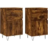 vidaXL Sideboards 2 Stk. Räuchereiche 40x35x70 cm Holzwerkstoff