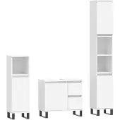vidaXL 3-tlg. Badmöbel-Set Weiß Holzwerkstoff