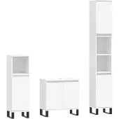 vidaXL 3-tlg. Badmöbel-Set Weiß Holzwerkstoff