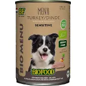 Biofood BF Petfood Organic Sensitive Truthahn Bio Menu Hunde-Nassfutter (Dosen 400 g)