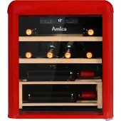 Amica WKR 341 910 R, Weinkühler mit Kompressor, Freistehend, 10 Flasche(n), G, Innenbeleuchtung, Rot