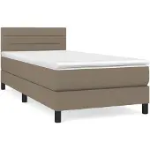 vidaXL Boxspringbett mit Matratze Taupe 100x200 cm Stoff