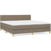 vidaXL Boxspringbett mit Matratze Taupe 180x200 cm Stoff