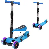 LifeGoods MultiRider Kids' Scooter - Stufe 3-8 Jahre - Verstellbarer Sitz - Leuchtende Räder - Jungen/Mädchen - Blau