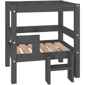 vidaXL Hundebett Grau 55,5x53,5x60 cm Massivholz Kiefer