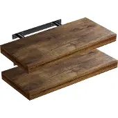 Casaria 2x Wandregal dunkle Eiche mit Halterung 50cm Schwebend
