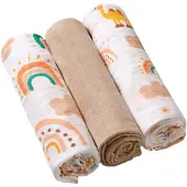 Babyono Take Care Musselin-Windeln beige Stoffwindeln 3 Stück