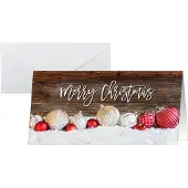 Sigel Weihnachtsmotiv-Karte "Red and white Christmas with dark wood", DIN lang (2/3 A4), 250g/m², 25 Stück, Weißkarton, Inkjet- & Laserdrucker