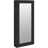 vidaXL Schmuckschrank mit Spiegel Wandmontage Schwarz 30x8,5x67 cm