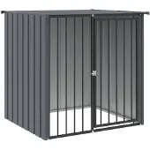 vidaXL Hundehütte mit Dach Schwarz 110x103x109 cm Verzinkter Stahl
