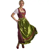 TecTake Dressforfun Maxi Dirndl Ruhpolding Modell 2 - Größe S - Buntes Dirndlkleid mit Schürze - Langer Rock - 100% Baumwolle